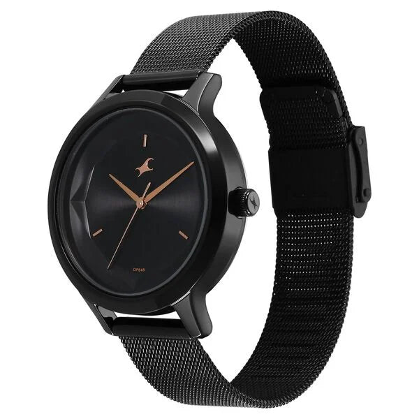 Fastrack Fleek Quartz Analog Black Dial Stainless Steel Strap Watch For Girls 6210nm04