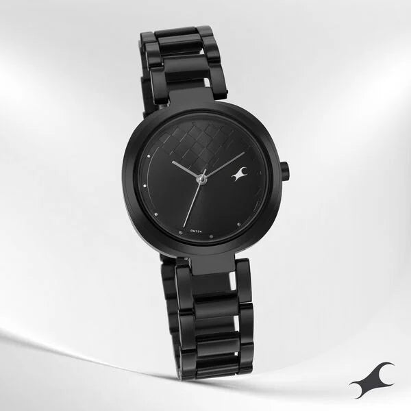 Fastrack Stunners Quartz Analog Black Dial Stainless Steel Strap Watch for Girls ns6247nm02 / 6247nm02