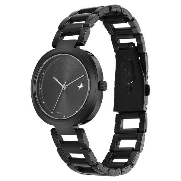 Fastrack Stunners Quartz Analog Black Dial Stainless Steel Strap Watch for Girls ns6247nm02 / 6247nm02