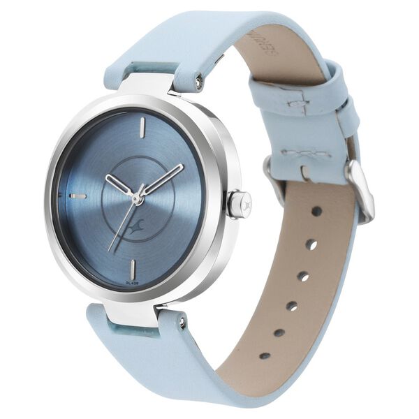 Fastrack Stunners Quartz Analog Blue Dial Leather Strap Watch for Girls NS6247SL02