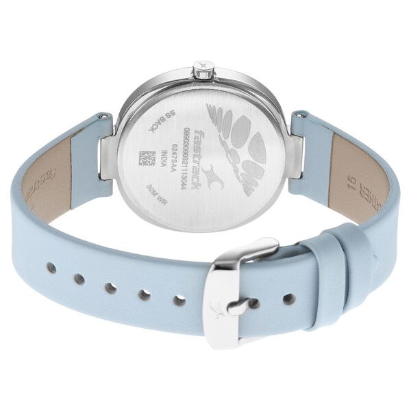 Fastrack Stunners Quartz Analog Blue Dial Leather Strap Watch for Girls NS6247SL02