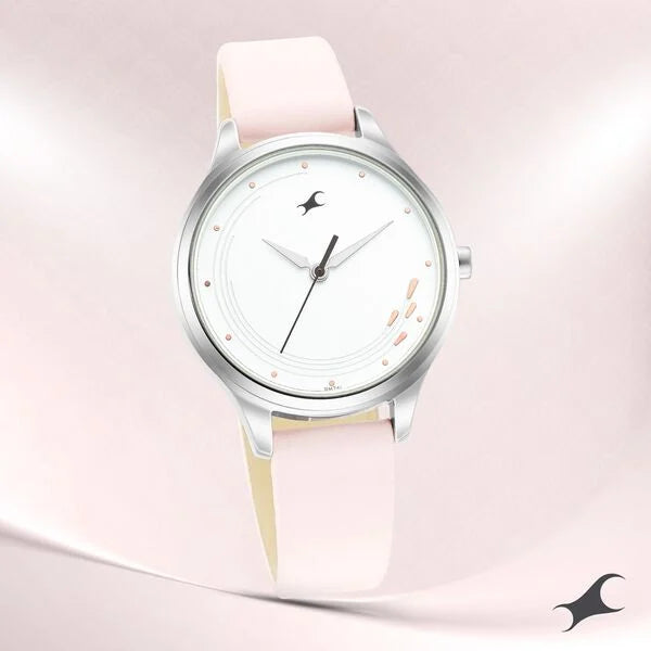 Fastrack Stunners Quartz Analog White Dial Leather Strap Watch for Girls ns6248sl01 / 6248sl01