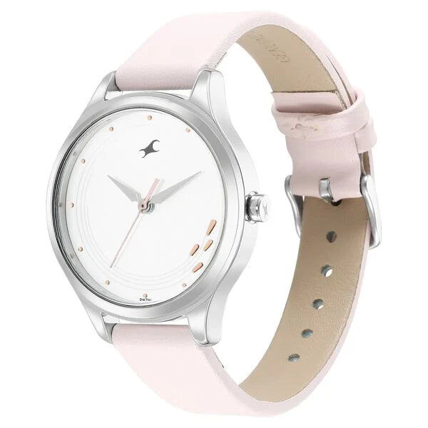 Fastrack Stunners Quartz Analog White Dial Leather Strap Watch for Girls ns6248sl01 / 6248sl01