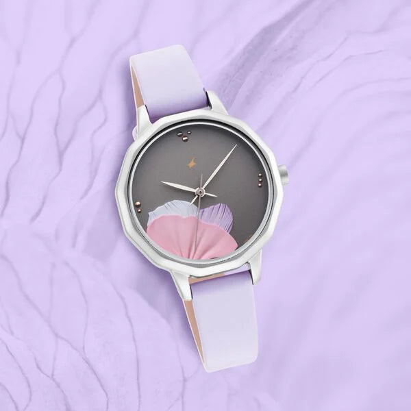 Fastrack Uptown Retreat Quartz Analog Grey Dial Leather Strap Watch for Girls ns6259sl01 / 6259sl01