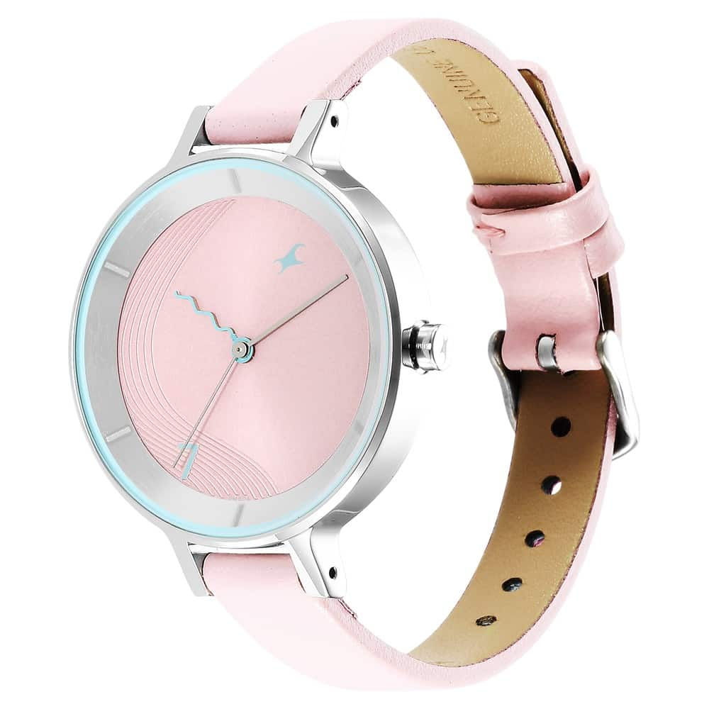 Fastrack Stunners Quartz Analog Pink Dial Metal Strap Watch for Girls