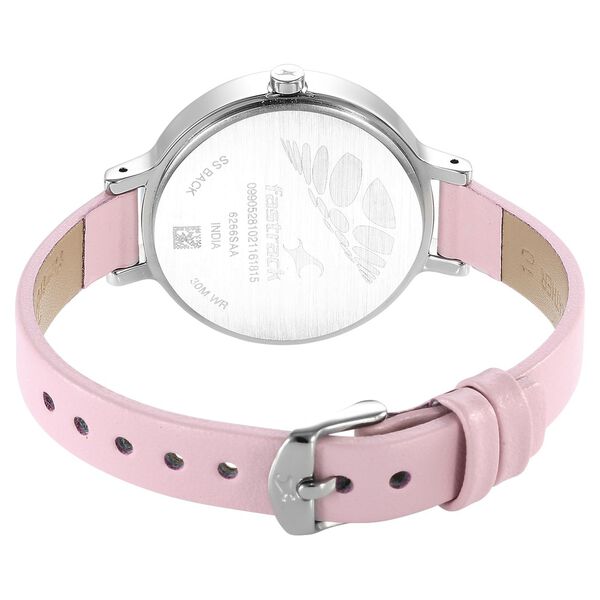 Fastrack Stunners Quartz Analog Pink Dial Leather Strap Watch for Girls NS6266SL01