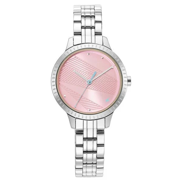 Fastrack Stunners Quartz Analog Pink Dial Metal Strap Watch for Girls ns6267sm02 / 6267sm02