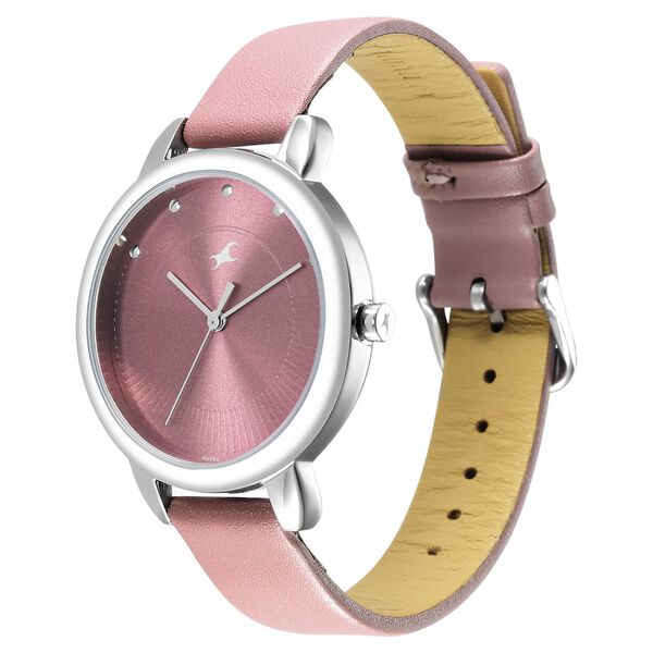 Fastrack Stunners Quartz Analog Purple Dial Leather Strap Watch for Girls NS6282SL02