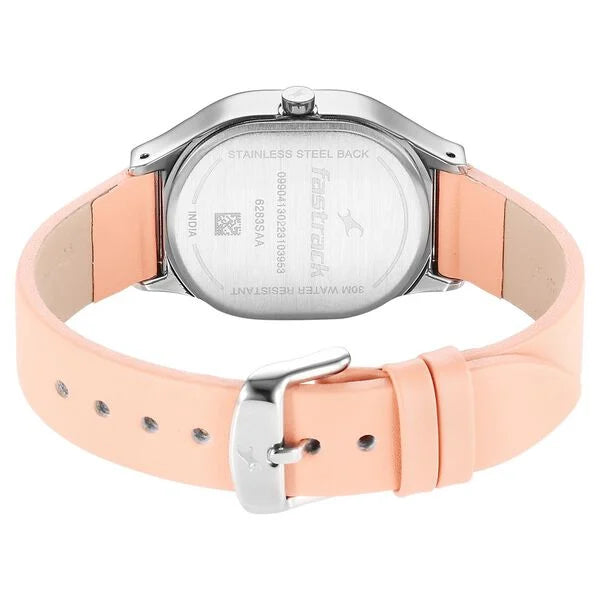 Fastrack Snob X Pink Dial Leather Strap Watch for Girls ns6283sl02 / 6283sl02