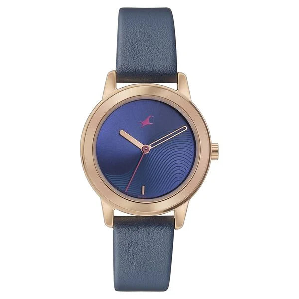 Fastrack Pulse Quartz Analog Blue Dial Leather Strap Watch for Girls 68008wl01