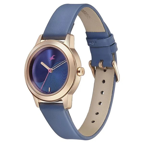 Fastrack Pulse Quartz Analog Blue Dial Leather Strap Watch for Girls 68008wl01