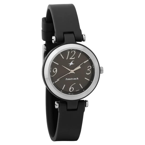 Fastrack Trendies Quartz Analog Black Dial Silicone Strap Watch for Girls NR68015PP01