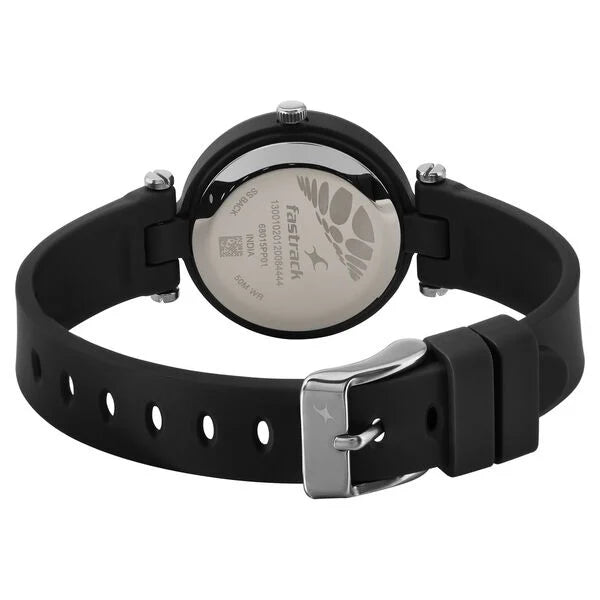 Fastrack Trendies Quartz Analog Black Dial Silicone Strap Watch for Girls NR68015PP01