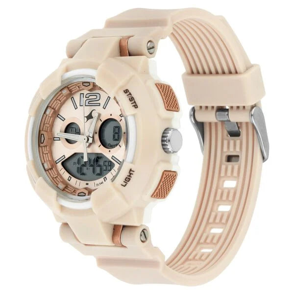 Fastrack Street Line Quartz Analog Digital Off White Dial PU Strap Watch for Girls nr68016pp03 / 68016pp03