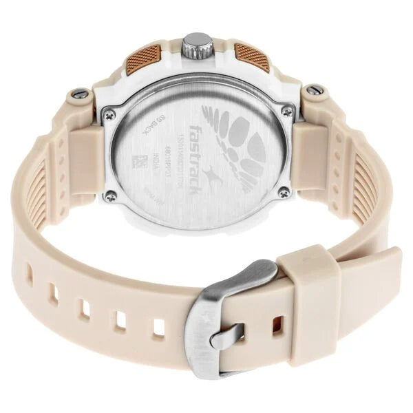 Fastrack Street Line Quartz Analog Digital Off White Dial PU Strap Watch for Girls nr68016pp03 / 68016pp03