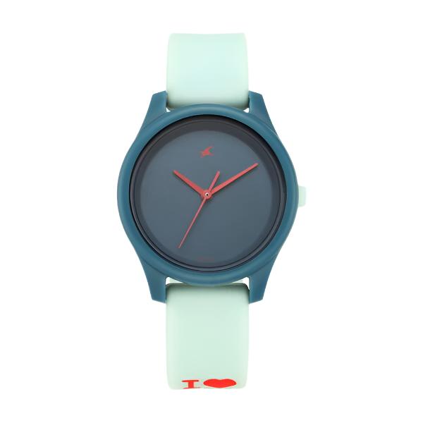 Fastrack Monochrome Quartz Analog Blue Dial Silicone Strap Watch for Girls ns68023pp03w / 68023pp03