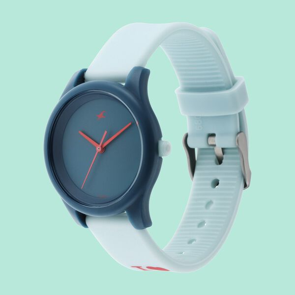 Fastrack Monochrome Quartz Analog Blue Dial Silicone Strap Watch for Girls ns68023pp03w / 68023pp03