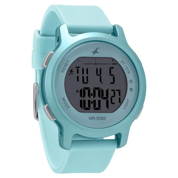 Fastrack Street Line Digital Dial Blue Silicone Strap Watch for Girls NR68023PP03