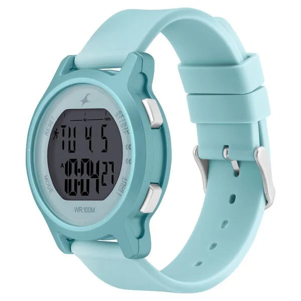 Fastrack Street Line Digital Dial Blue Silicone Strap Watch for Girls NR68023PP03