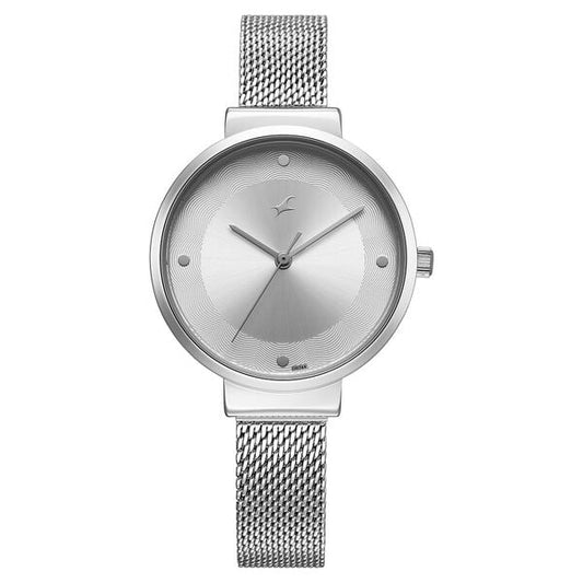 Fastrack Stunners X Quartz Analog Silver Dial Stainless Steel Strap Watch For Girls 68045sm01