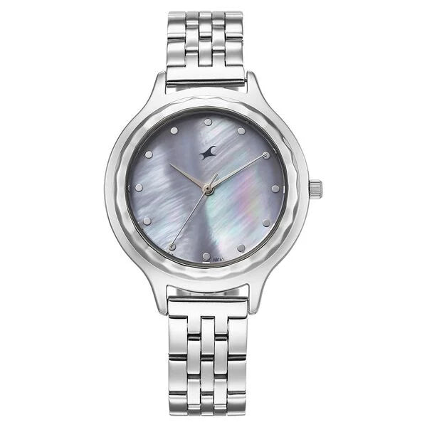 Fastrack Stunners X Quartz Analog Purple Dial Stainless Steel Strap Watch For Girls 68046sm01