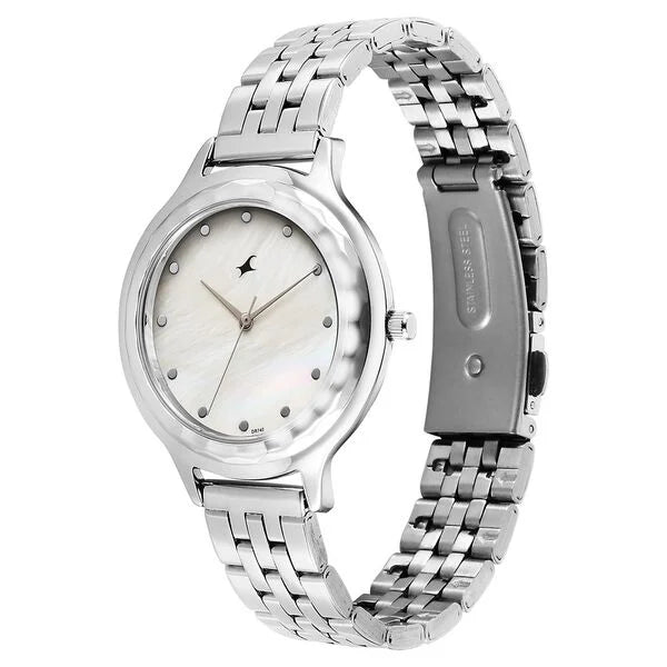 Fastrack Stunners X Quartz Analog Ivory Dial Stainless Steel Strap Watch For Girls 68046sm02