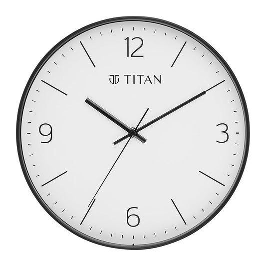 Titan Essence Classic Analog Wall Clock - Black & White Minimal W0094PA04