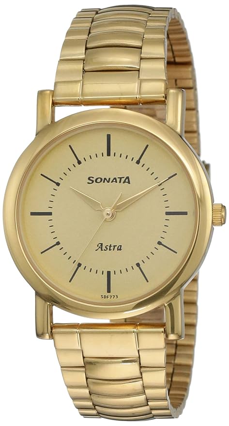 Sonata Analog Champagne Dial Men's Watch NN77049YM01 / 77049YM01