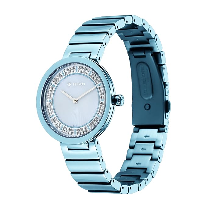 Titan Quartz Analog Blue Dial Stainless Steel Strap Watch for Women NS95162QM02  / 95162QM02