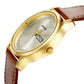 Sonata Quartz Analog with Day and Date Champagne Dial Leather Strap Watch for Men ns77082yl06w / 77082yl06w