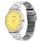 Sonata Aspire Quartz Analog Yellow Dial Stainless Steel Strap Watch For Men 77105sm16w