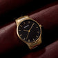 Sonata Quartz Analog Black Dial Golden Stainless Steel Strap Watch For Men 77144ym03