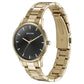 Sonata Quartz Analog Black Dial Golden Stainless Steel Strap Watch For Men 77144ym03