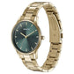 Sonata Quartz Analog Green Dial Golden Stainless Steel Strap Watch For Men 77144YM04