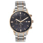 Sonata Quartz Multifunction Black Dial Two Toned Stainless Steel Strap Watch For Men 77145km01