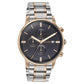 Sonata Quartz Multifunction Black Dial Two Toned Stainless Steel Strap Watch For Men 77145km01