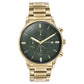 Sonata Quartz Multifunction Green Dial Golden Stainless Steel Strap Watch For Men 77145ym01