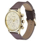 Sonata Quartz Multifunction Golden Dial Brown Leather Strap Watch For Men 77146yl01