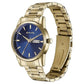 Sonata Quartz Analog with Day and Date Blue Dial Golden Stainless Steel Strap Watch For Men 77147ym01