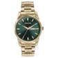 Sonata Quartz Analog with Day and Date Green Dial Golden Stainless Steel Strap Watch For Men 77147ym02