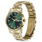 Sonata Quartz Analog with Day and Date Green Dial Golden Stainless Steel Strap Watch For Men 77147ym02