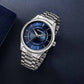 Sonata Quartz Analog Blue Dial Silver Stainless Steel Strap Watch For Men 77149sm01