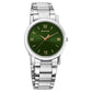 Sonata Classic Quartz Analog Green Dial Silver Stainless Steel Strap Watch for Men 7987sm10w