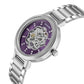 Sonata Unveil Quartz Multifunction Purple Dial Stainless Steel Strap Watch for Women 8141sm13