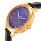 Sonata Play Purple Dial Women Watch With Leather Strap 8141wl06