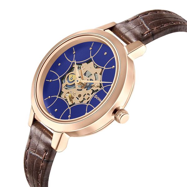 Sonata Unveil Quartz Multifunction Leather Strap Watch for Women 8141wl08