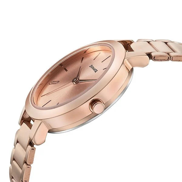 Sonata Play Rose Gold Dial Women Watch With Stainless Steel Strap NS8141WM01