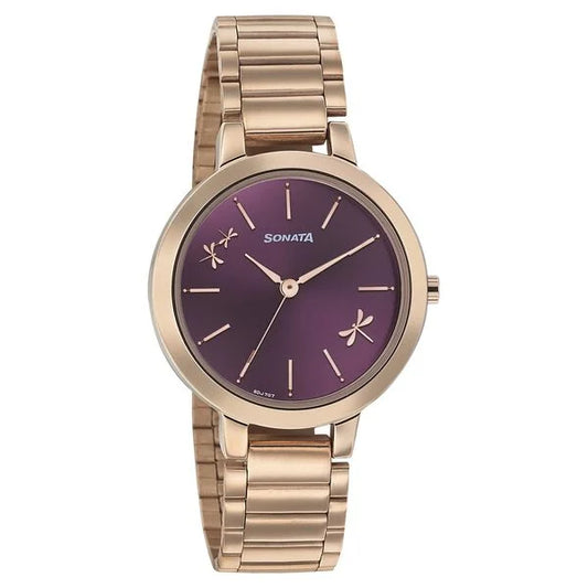 Sonata Play Purple Dial Women Watch With Stainless Steel Strap ns8141wm02 / 8141wm02