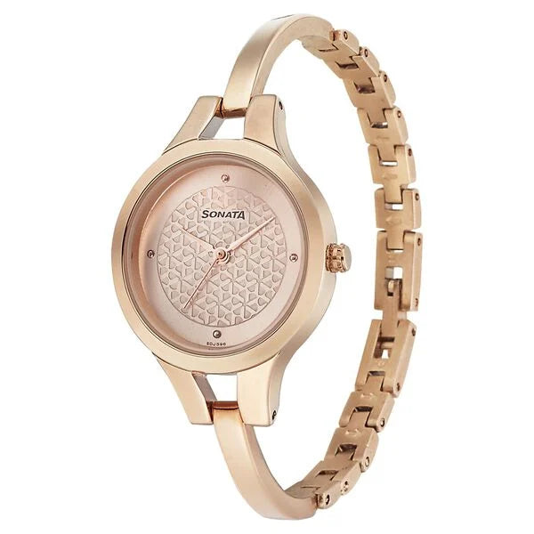 Sonata Mission Mangal Rose Gold Dial Women Watch With Stainless Steel Strap ns8151wm05 / 8151wm05