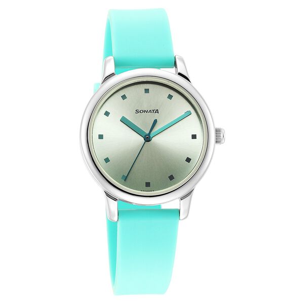 Sonata Splash Green Dial Women Watch With Plastic Strap ns8178sp01 / 8178sp01